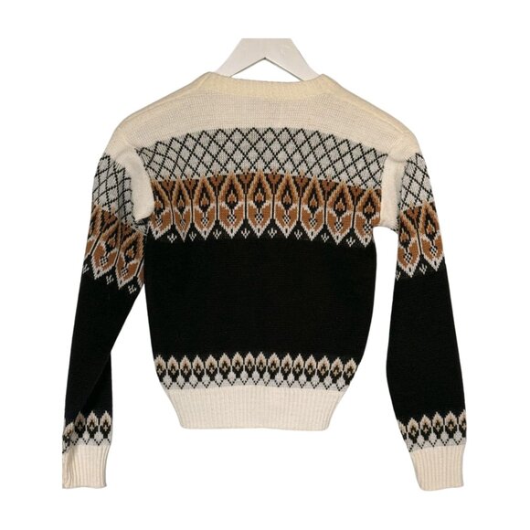 Vintage 80s Esprit by Campus Fair Isle Sweater – XS – Made in USA – Black Ivory - Picture 3 of 5